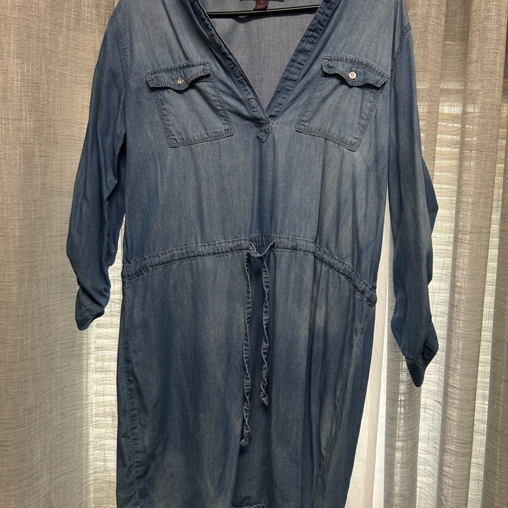 Gloria Vanderbilt Blue Denim V-Neck Dress